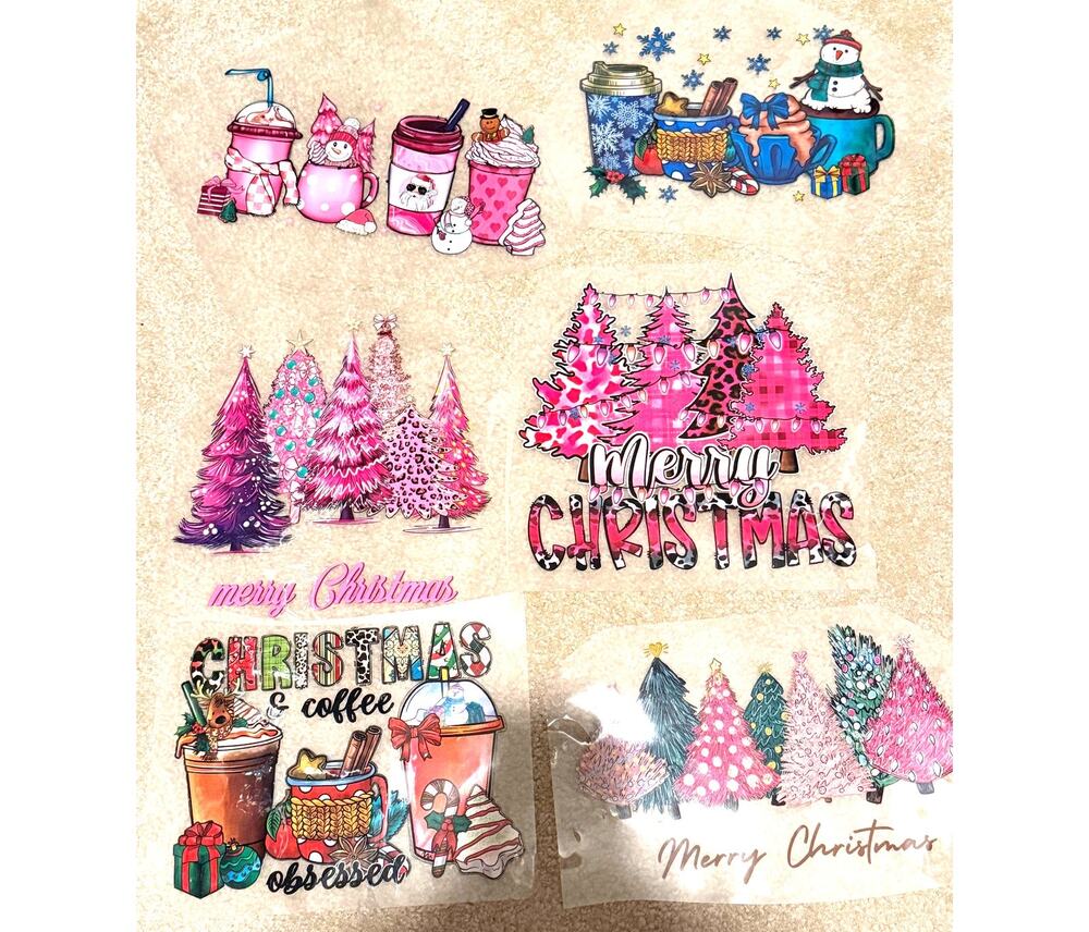 6 Piece Mixed Lot of Christmas Heat Transfer Images